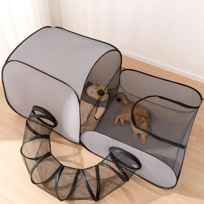 

Cat Playpen With Surround Tunnel Outdoor Indoor Cat Playpen With Breathable Mesh Cat Enclosure Tent Pet Cat Tent With Carry Bag
