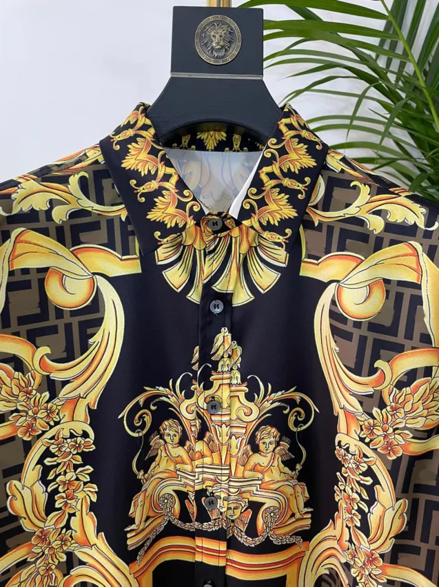 Luxury Royal Shirts Men Slim Fit Full Court Style Floral Print Shirt Manga Longa Prom Party Shirts Camisa Social Masculina Luxo