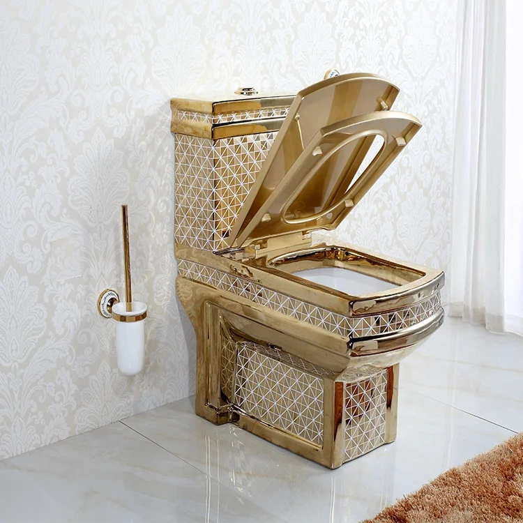 New design Toilet Hot Selling Luxury Design Ceramic Plating Gold Color Bathroom Toilet