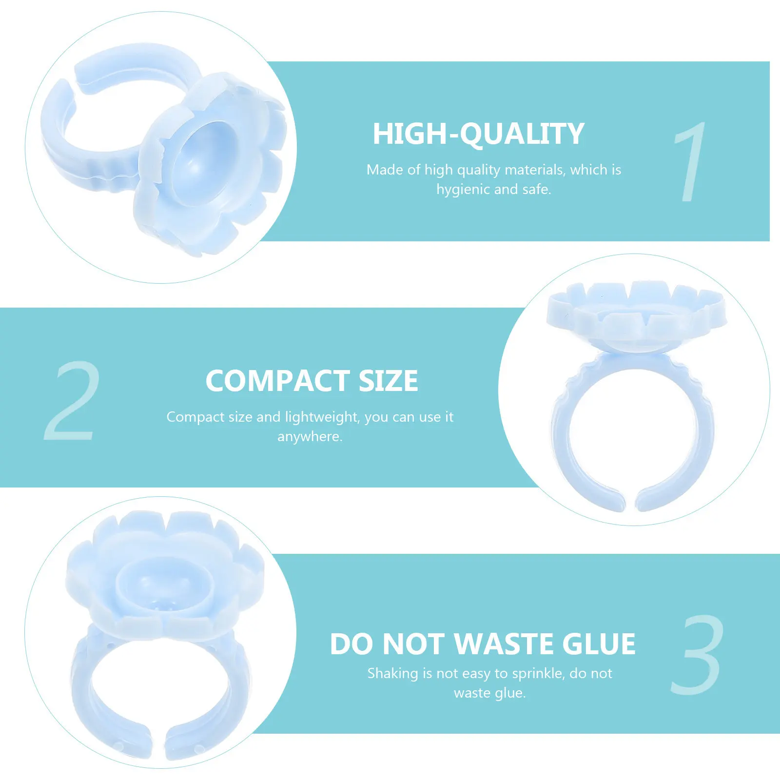 100Pcs Flower Shaped Eyelash Glue Rings Holder Cup for Lash Extensions Prevent Spill Drying Time Easy Grip