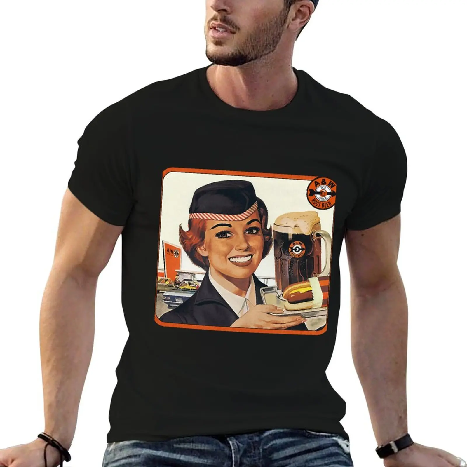 

man graphic t shirt man - vintage T-Shirt summer t A&W shirt