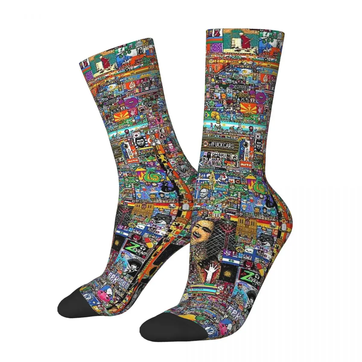 Funny Crazy Sock for Men 2022 Ultra HD Official Final Canvas Hip Hop Harajuku Reddit R Place Pixel Art Pattern Printed Crew Sock