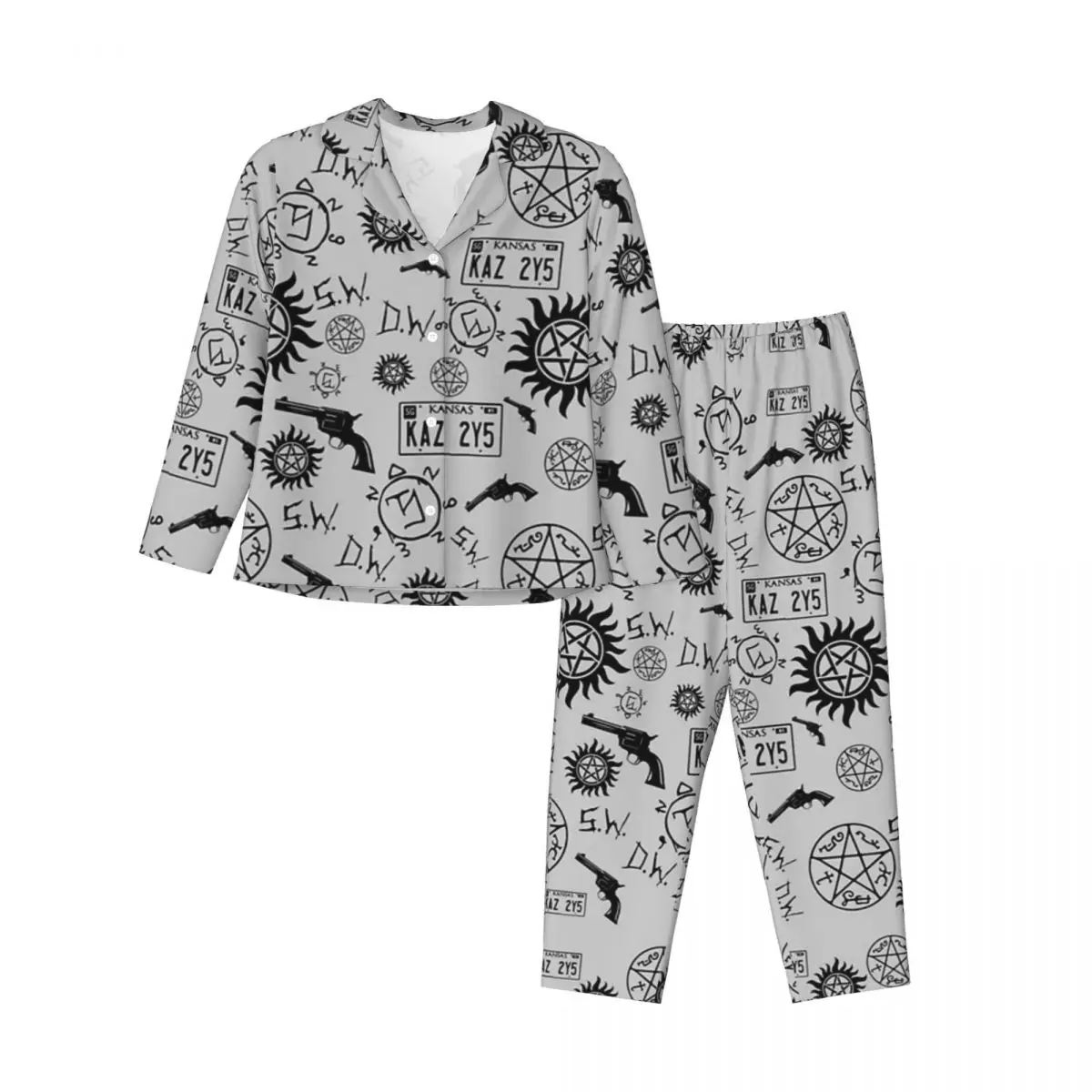 

Supernatural Symbols Women's Pajamas Sets Woman 2 Pieces Pajamas Female Couples Loungewear Suit Home Clothes