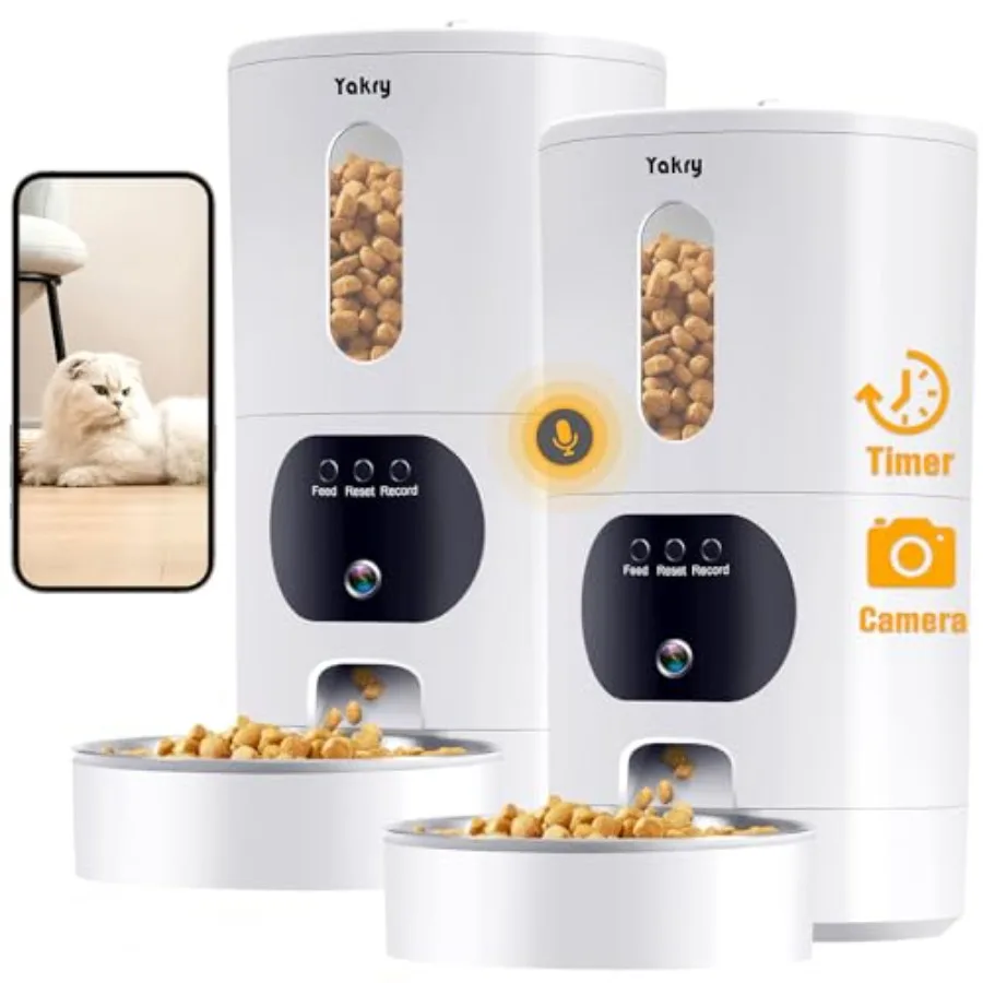 Automatic Cat Feeder Camera for 2-Cats: Easy Setup Timed Smart Dog Feeder WiFi - 2-Way Audio 5G Pet Food Dispenser APP Control