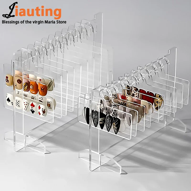 Ins Transparent Acrylic Hook Style Nail Art Display Rack Board Gel Color Works Sample Exhibition Tools