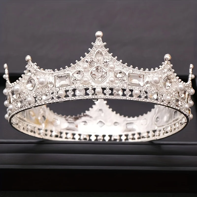 

Круглая корона в стиле барокко, тиара для женщин, вечерние стразы, диадема для выпускного вечера, корона, свадебные аксессуары для волос, ювелирные изделия, диадемы и короны