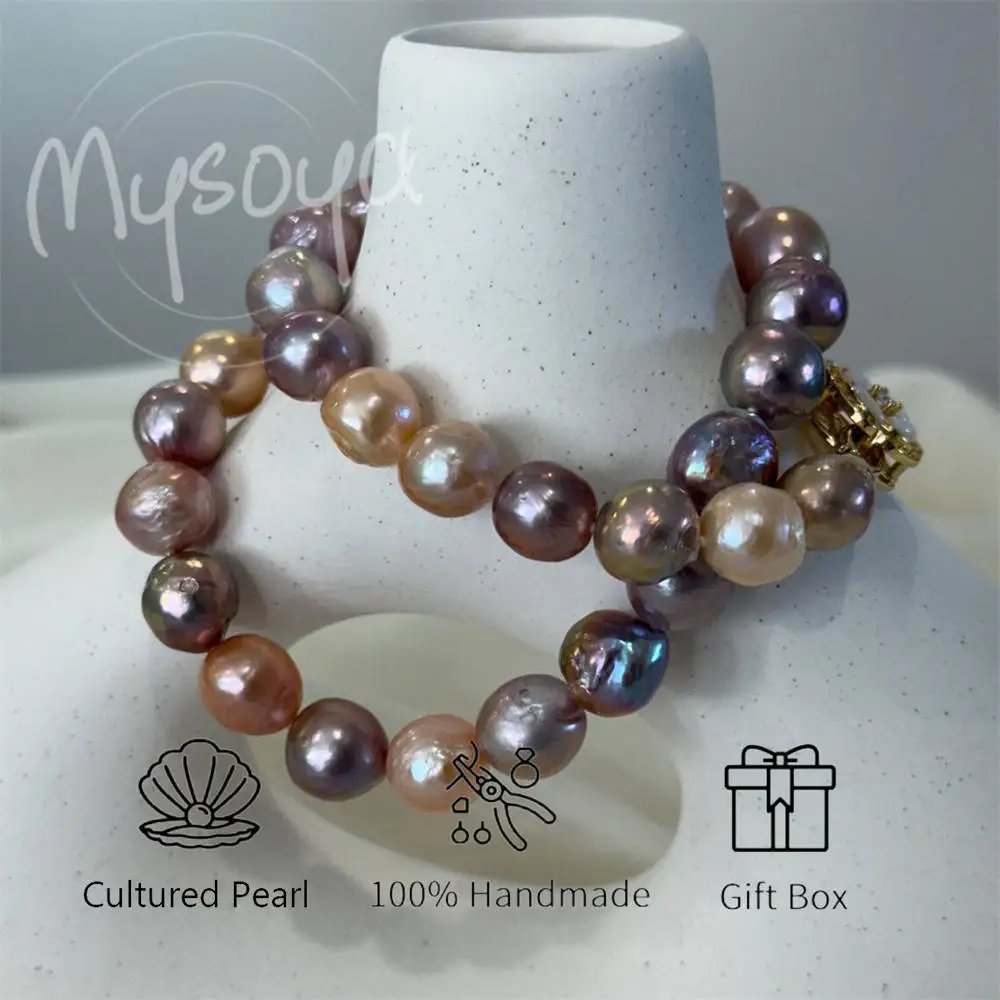 

MYSOYA Freshwater Pearl Necklace 9-11mm with Gift Box for Her/Him, Gift for Birthday/Wedding/Anniversary/Valentine's Day