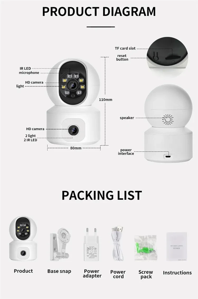 4MP iCsee APP Bluetooth Doppio Obiettivo Doppio Schermo PTZ IP Dome Camera AI Rilevazione Umanoide CCTV a Colori Interfono Baby Monitor