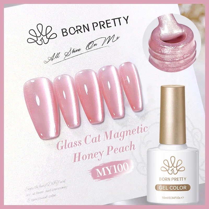 BORN PRETTY Water Light Pink Magnetic Gel 10ml Varnis Semi Permanent Crystal Spark Moonlight Gel Nail Polish for Manicure DIY