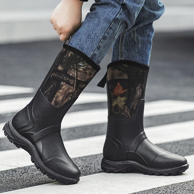 Stivali da pioggia mimetici Stivali da caccia per anatra da uomo Stivali da pesca all aperto Scarpe da acqua alla moda antiscivolo Scarpe da uomo impermeabili antiscivolo AliExpress