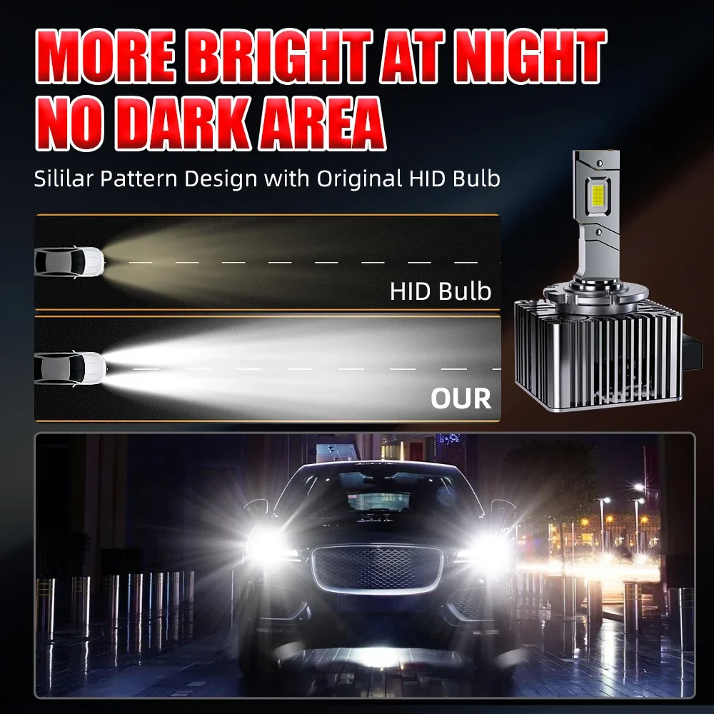 D Seris LED Car Headlights D1S D3S D2S D4S D5S D1R D2R D3R Turbo LED Bulbs 780000LM 100W Plug&Play Auto Canbus 12V 6000K White