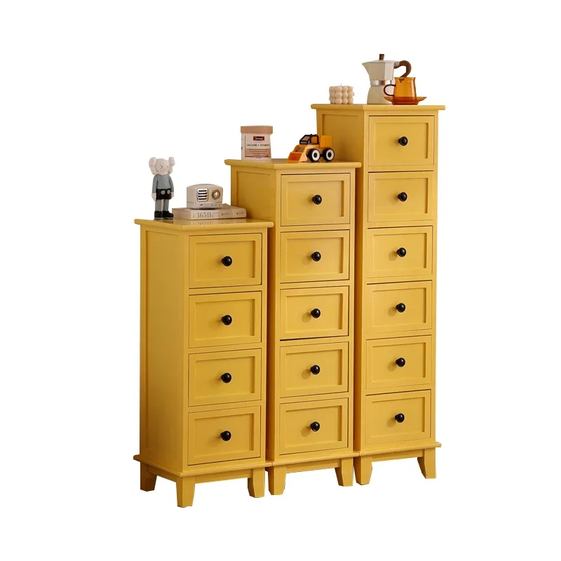 

Solid Wood Storage Locker - Retro Thickened Chest of Drawers, Narrow Multi-Layer Drawer Cabinet, Chic Dresser, Stylish Storage