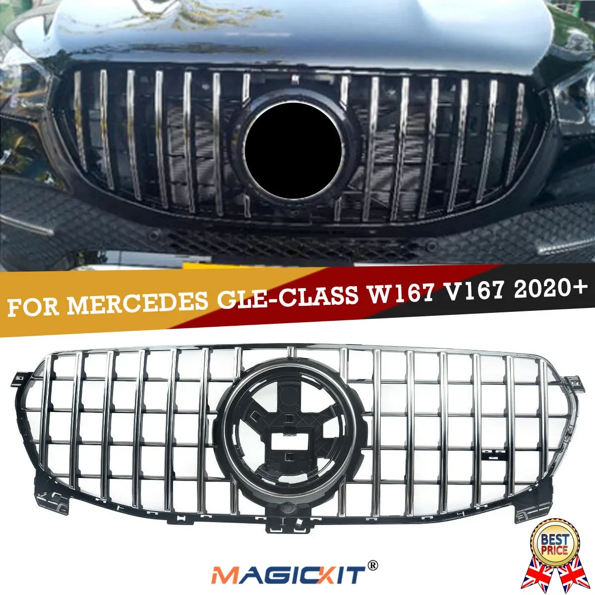 

MagicKit Front Racing Upper Grilles For Mercedes-Benz W167 GLE-Class 2020+ Chrome General