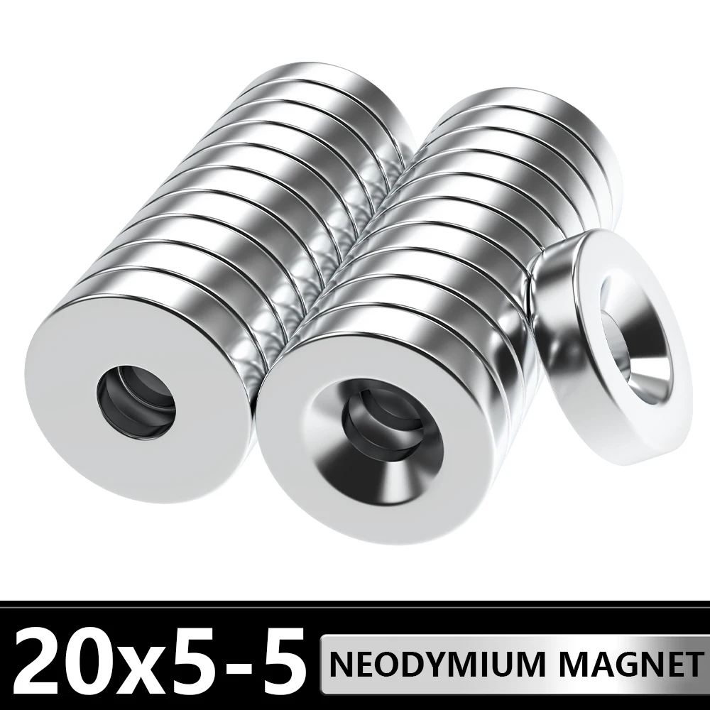 

1~50Pcs Round Magnet With hole 20x5-5mm N35 NdFeB Super Powerful Neodymium Magnets Strong Permanent Magnetic imanes 20x5hole5