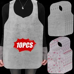 10Pcs/Bag Heart Printed Disposable Aprons Non Woven Anti-fouling Bib Oil-proof Hotel Restaurant Barbecue Apron