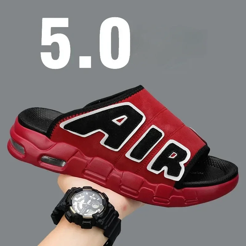 2025 New Trendy Brand Men's Slippers New Summer Style Cross-border Air Cushion Outer Wear One-row Slippers Men's Beach