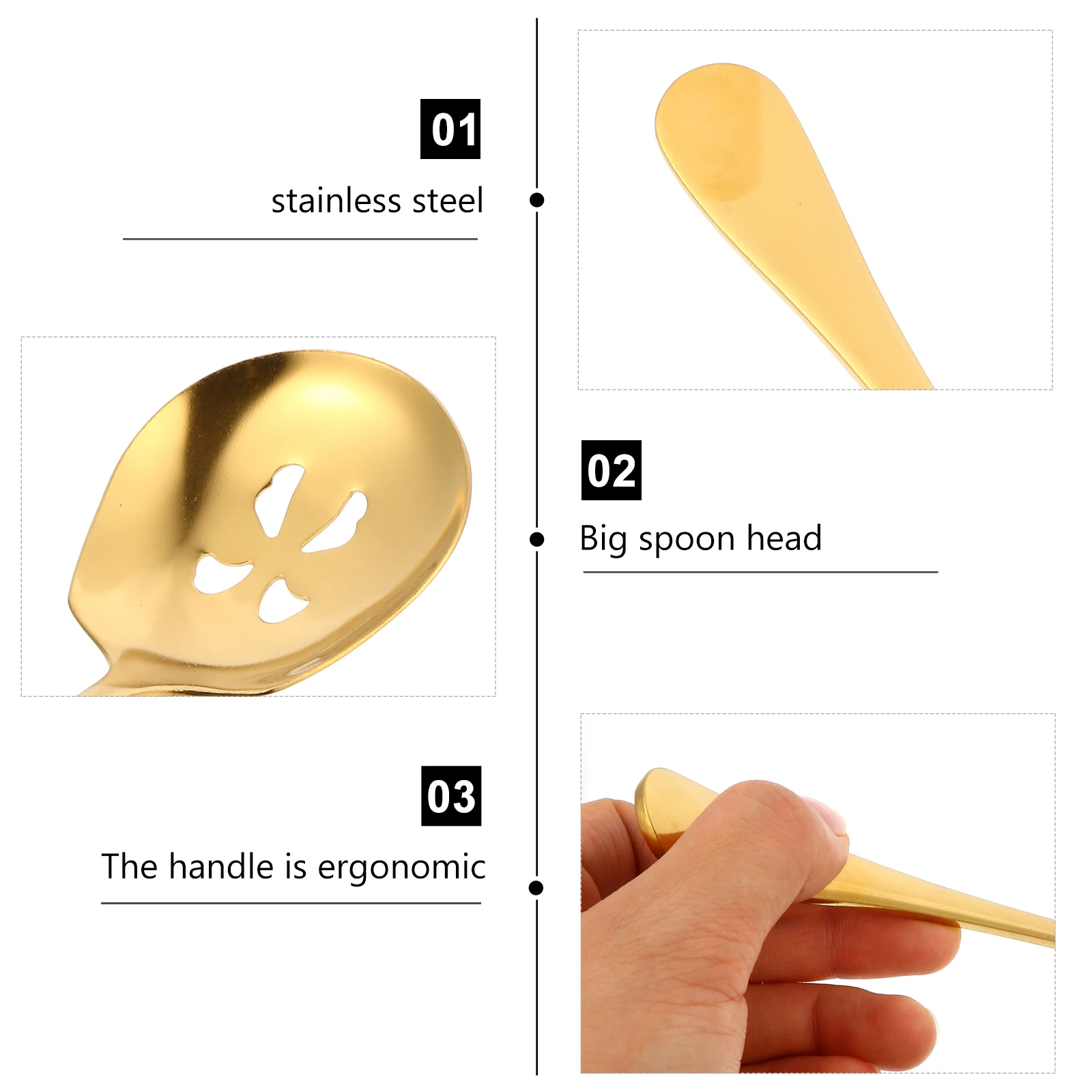 

Multifunctional Stainless Steel Colander Food Spoon Tweezers Hotel Serving Miss