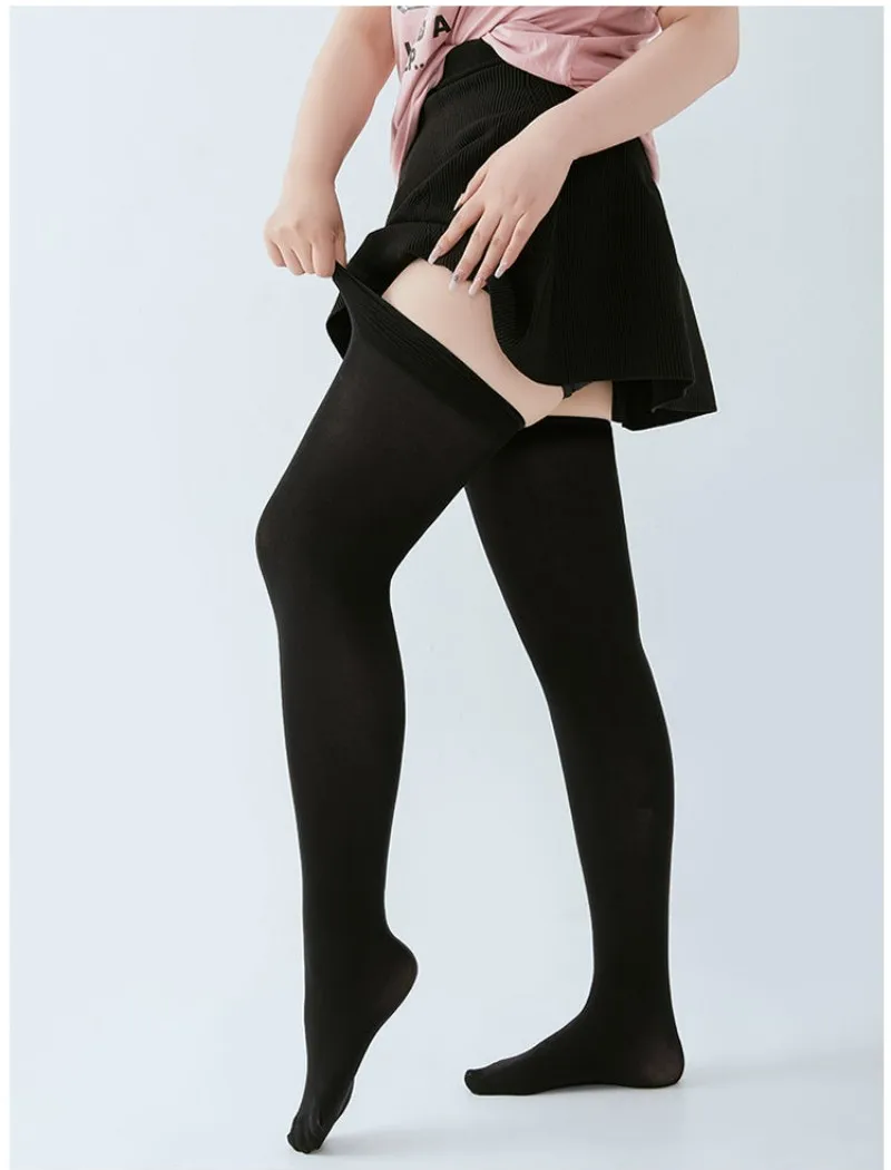 Sexy Einfarbige Lange Socken - Damen Overknee-Strümpfe Schwarz Weiß Warme Kniestrümpfe für Damen und Mädchen Lolita – Detail 6
