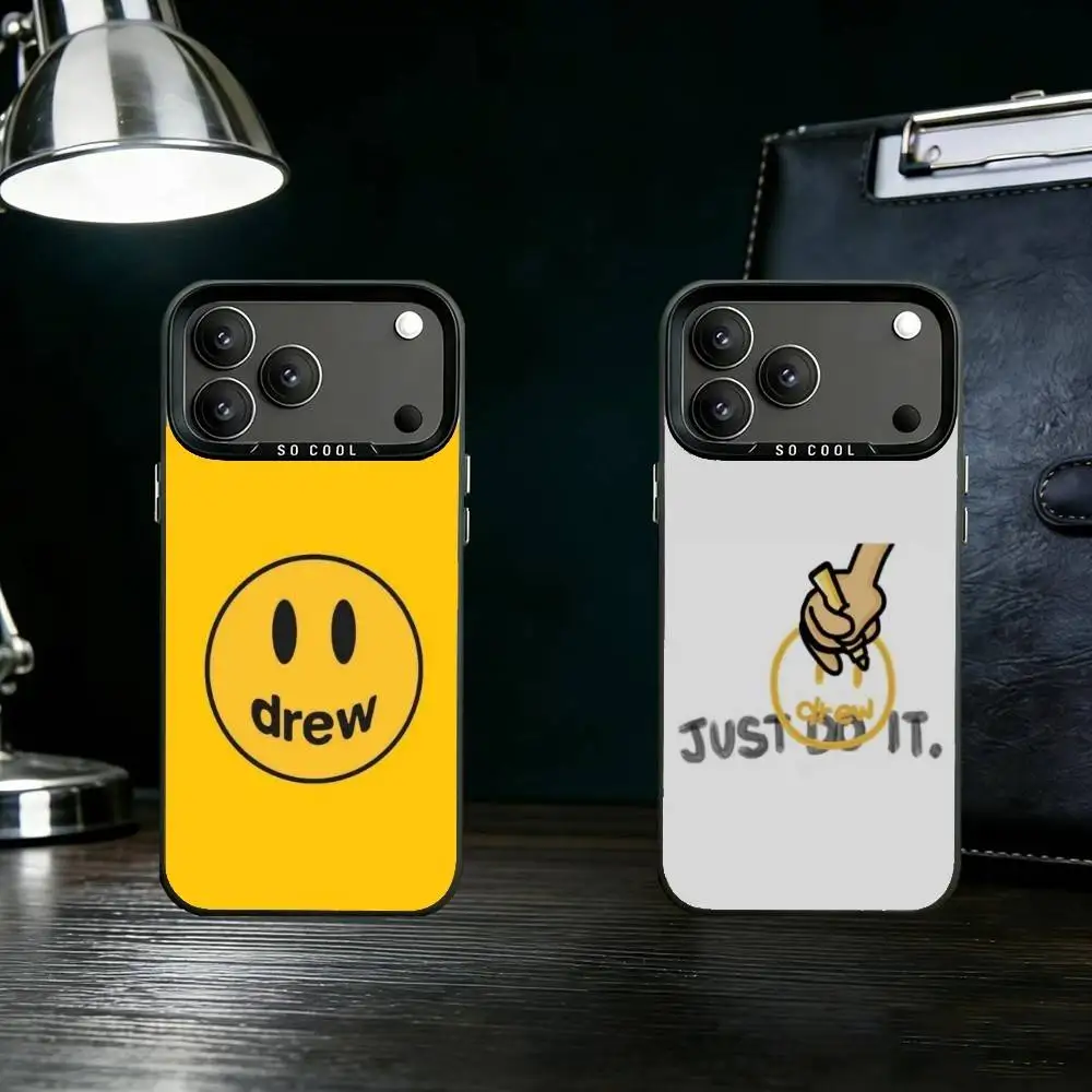 

Fashion Brand D-drew Phone Case For iPhone 17,16,15,14,13,12,11,Pro Max,Plus Candy Silver Cover