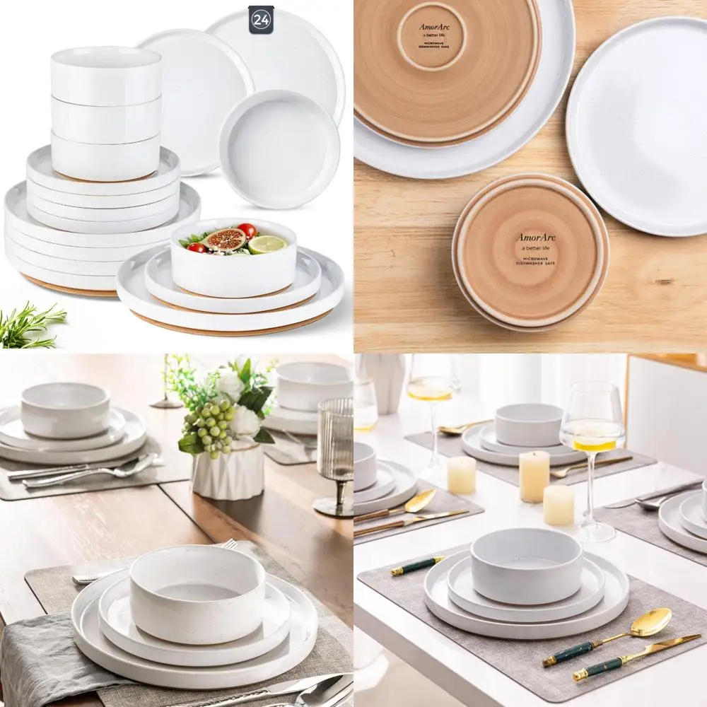 

Набор керамической посуды AmorArc из 8 предметов: керамогранит в крапинку с терракотовым основанием в деревенском стиле и устойчивым к царапинам конструкцией