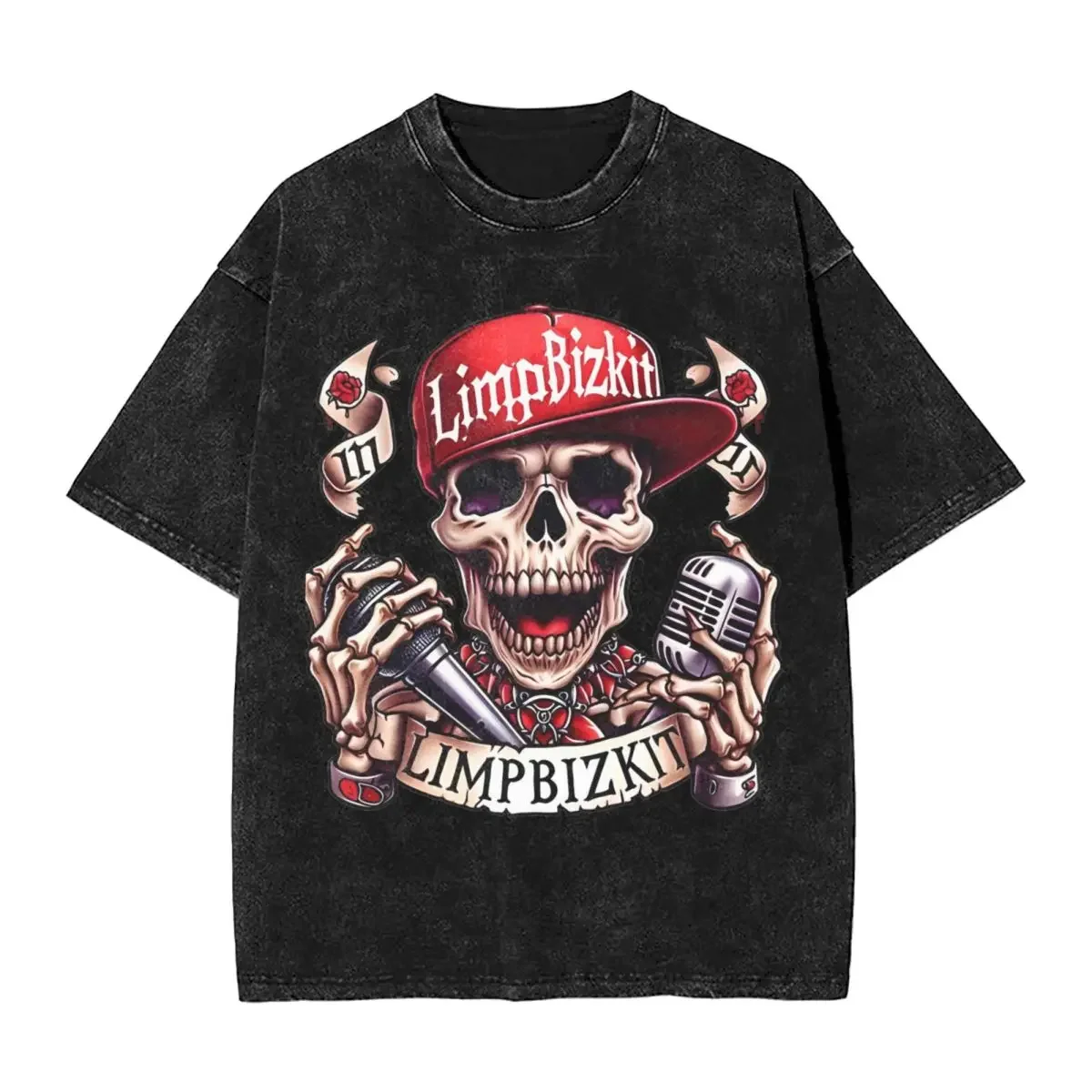 Washed T Shirt Limp Bizkit Hip Hop Retro T-Shirt Harajuku Rock Streetwear 100% Cotton Printed Tops Tee Shirt Men Women