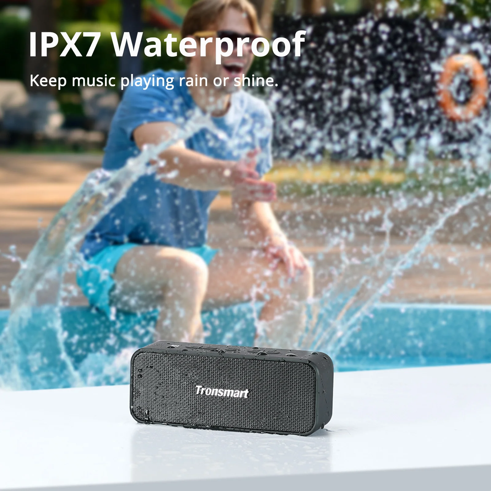 Tronsmart T2 Plus Upgraded Portable Speaker with Bluetooth 5.3, Waterproof IPX7, NFC,24H Playtime, Micro SD for Camping, Outdoor