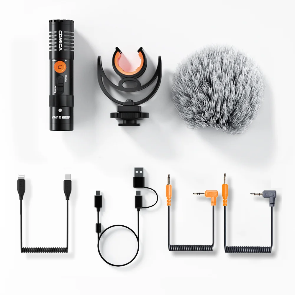 COMICA VM10 PRO: op de camera te bevestigen, cardioïde shotgun-microfoon met schokdemper, geschikt voor Android, iPhone, DSLR-camera's, GoPro en DJI Action 3.