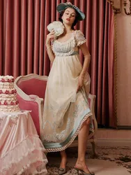 Summer Dresses For Women French Vintage Palace Style Imperial Dress Elegant Slim Luxury Embroidery Lace Long Dress