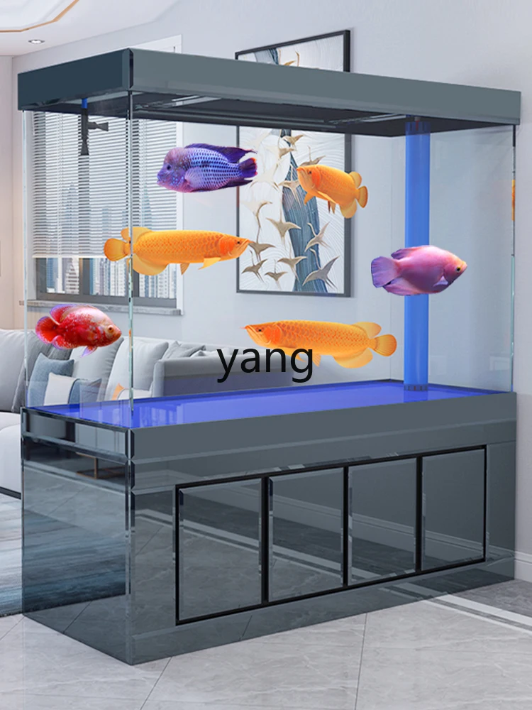 Yjq Fish Tank Large Living Room Aquarium Screen Super White Glass Fish Globe Change Water Bottom Filter High-End