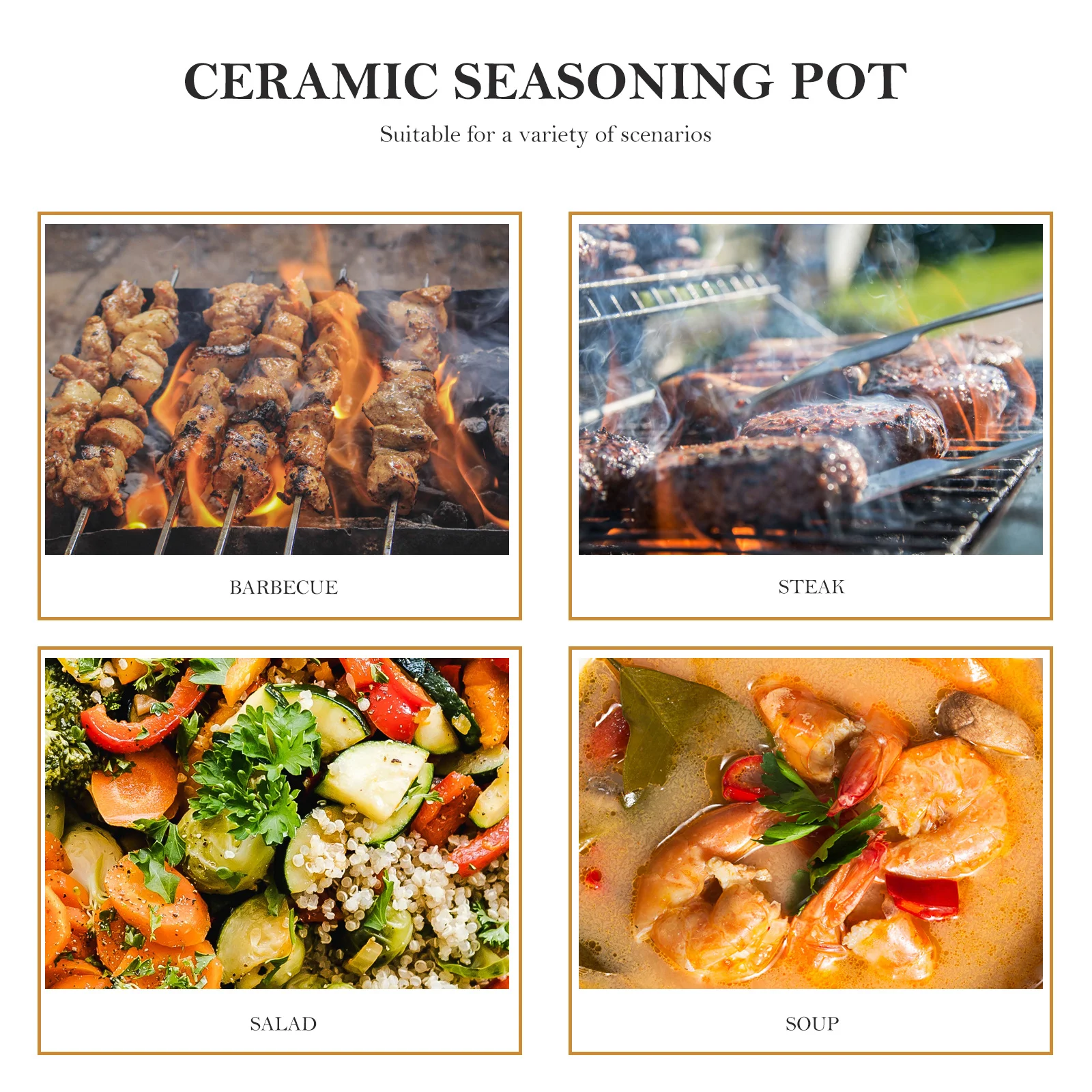 

1Set Spice Jar Ceramic Kitchen Storage Jars Large Mouth Seasoning Containers Multipurpose Salt Chili Bowl