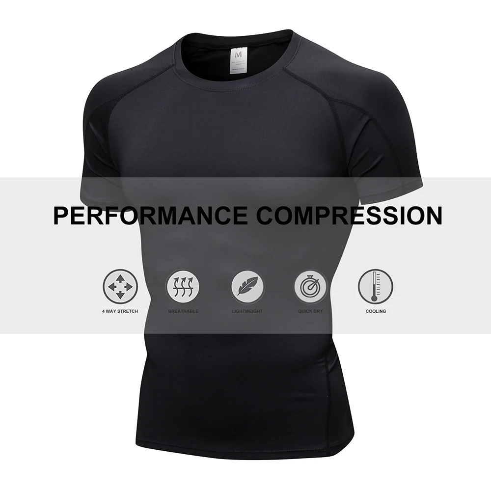 Short Sleeve Compression Shirt Men Quick Dry Workout Shirts Gym Base Layer Tights Running Basketball Athletic Undershirts