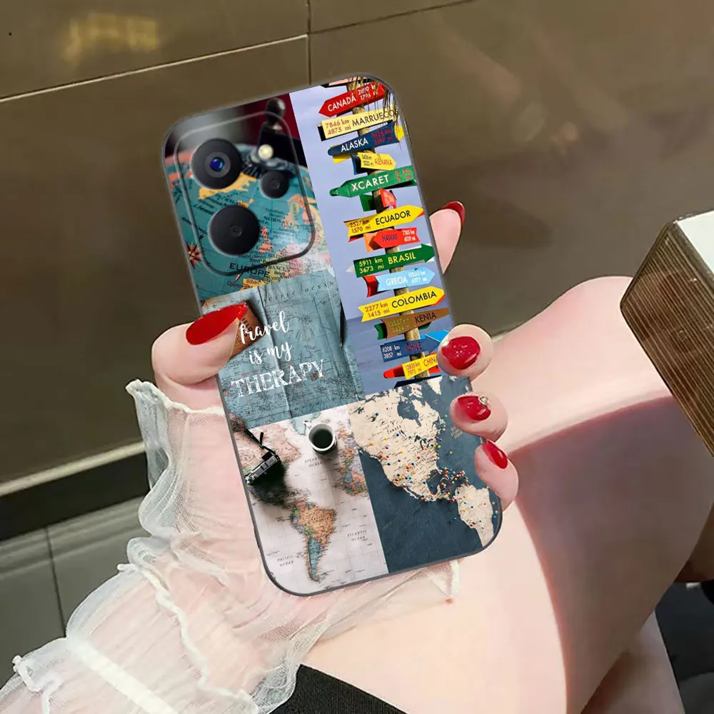 Reisekarte Flugzeug Flugzeug Benutzerdefinierte Foto Handyhülle für OPPO Realme 14 13 12 11 10 9I 8 8I 7 7I 6 5I 5S Pro Plus Silikonhülle