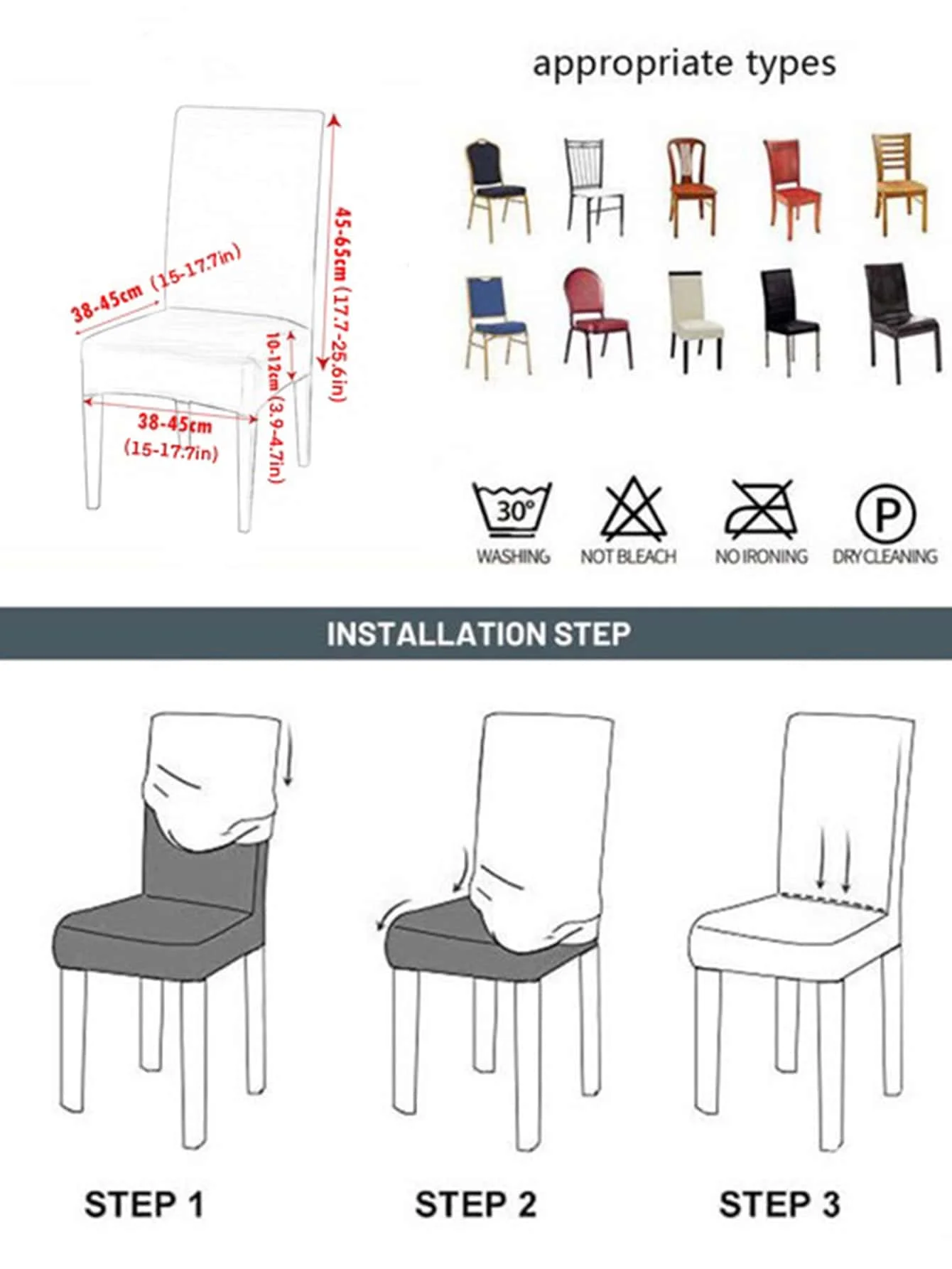 4 قطع من أغطية كراسي الطعام المطاطية، أغطية مقاعد الكرسي، أغطية كراسي قابلة للإزالة وقابلة للغسل لغرفة الطعام #3