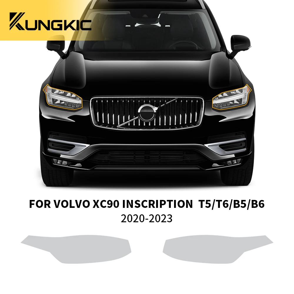 

Для Volvo XC90 надпись T5/T6/B5/B6 2020-23 Автомобильная фара с защитой от царапин передняя лампа прозрачная ТПУ предварительно отрезанная защитная пленка ppf