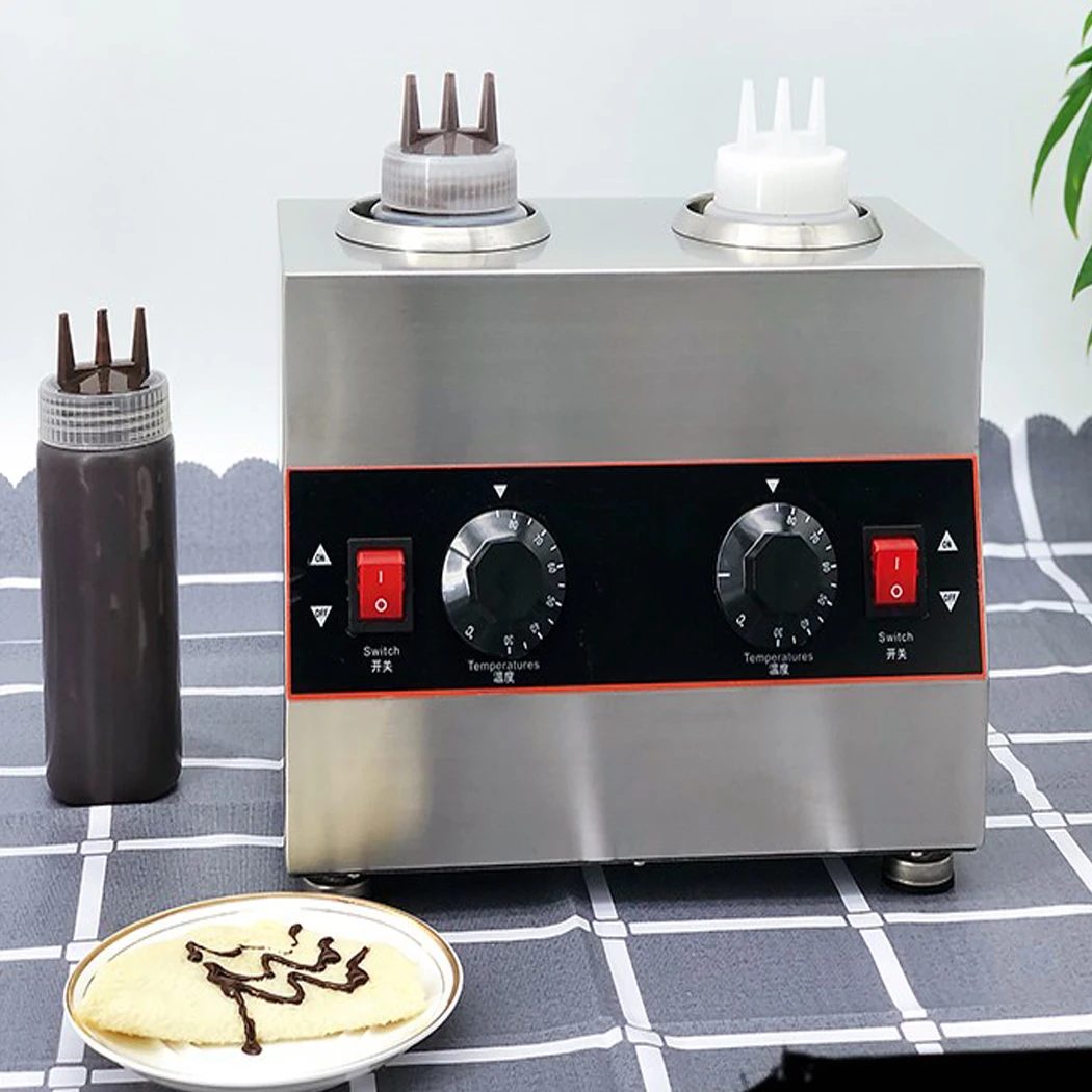 

2 Bottle Warmer Electric Sauce Warmer Topping Dispenser Melter Commercial Electric Bottles Sauce Bottle