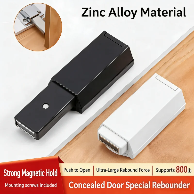 Strong Magnetic Push Release Rebounder, Heavy Duty Touch Catch for Hidden Interior Door, Large Cabinet & Fire Door
