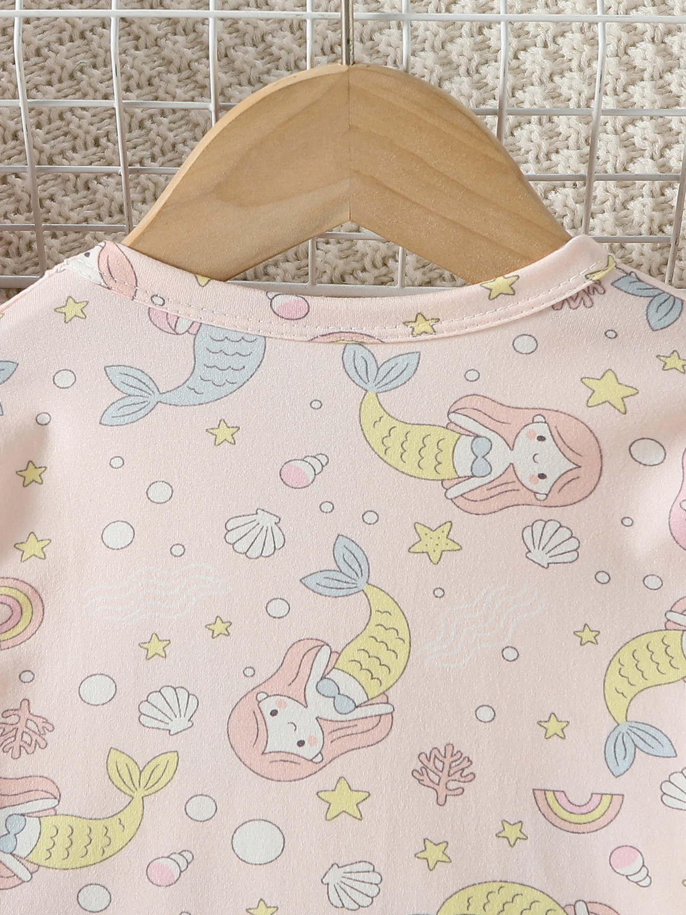 2-teiliger Kinder-Herbstanzug mit süßem Meerjungfrauen-Print, lässiger, warmer Anzug für Jungen und Mädchen, bequeme Hauskleidung, langärmelige Hose – Detail 9