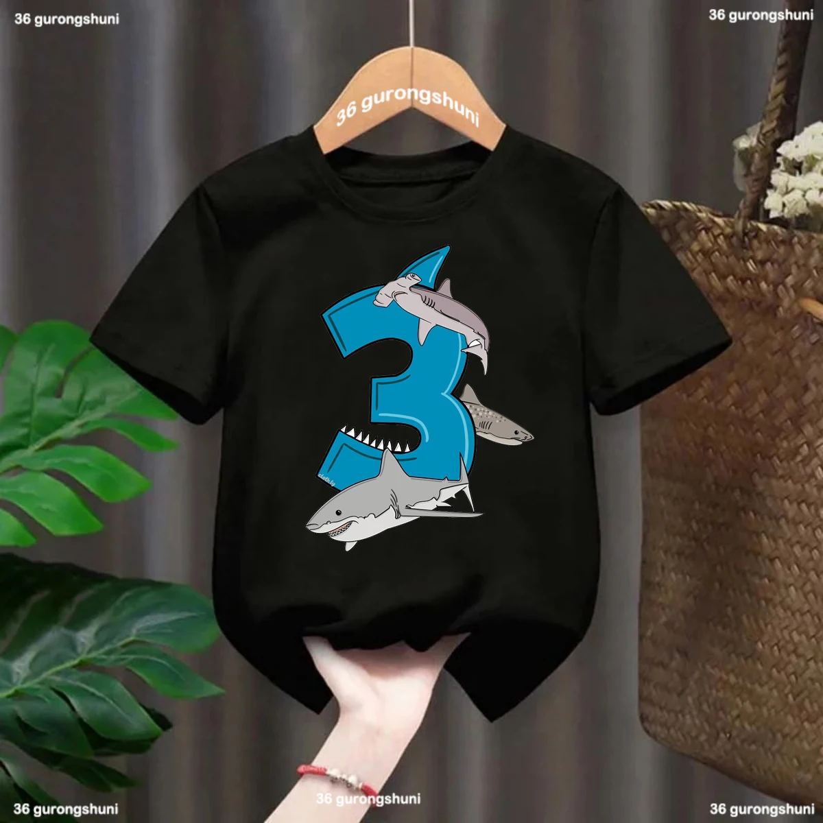 3-9th Birthday T-Shirt Boys Great White Shark T-Shirt Gifts Children'S Birthday Tshirt  Cute Toddler TShirt wholesale