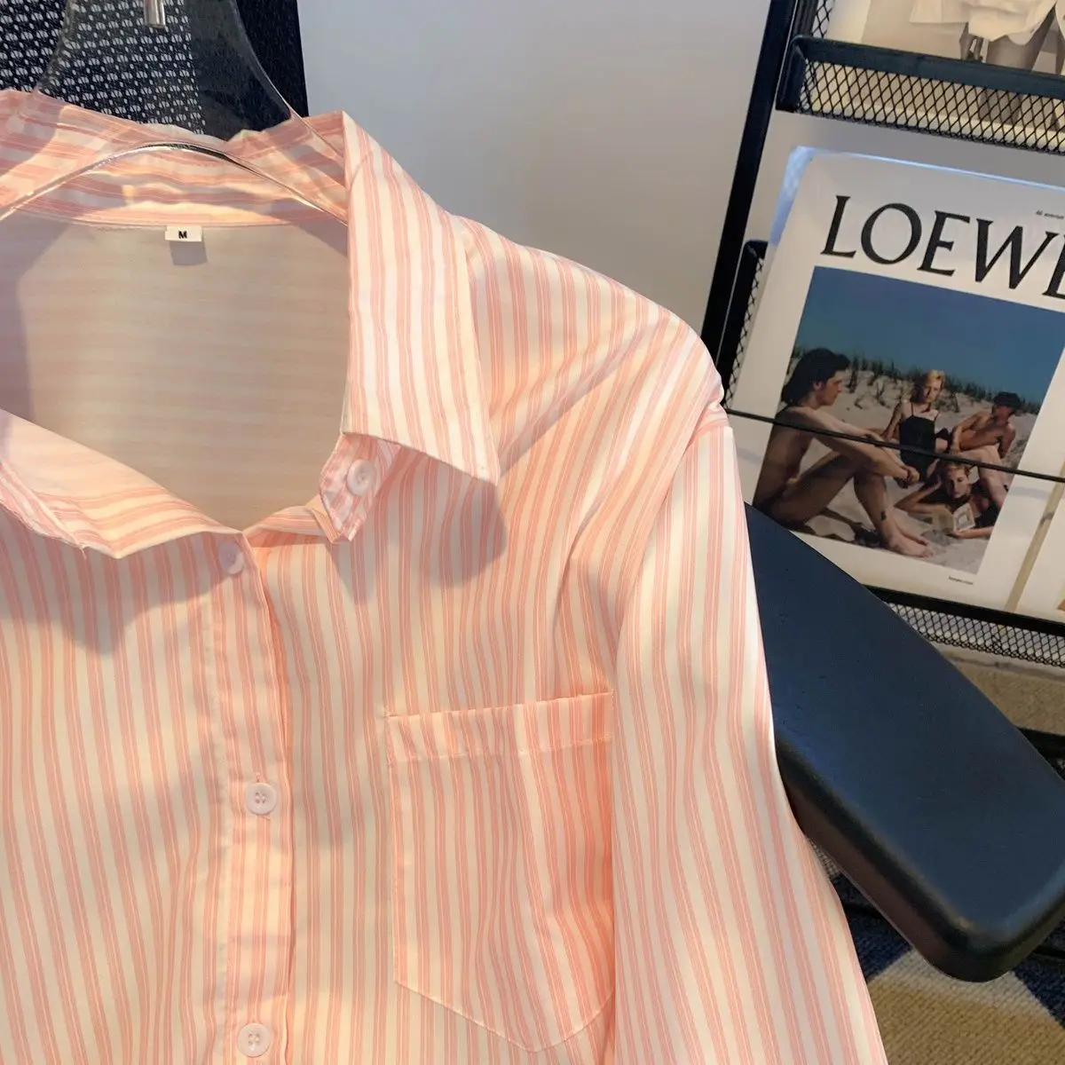 Gestreept overhemd vest jas dames Veelzijdig shirt met lange mouwen Design topjas