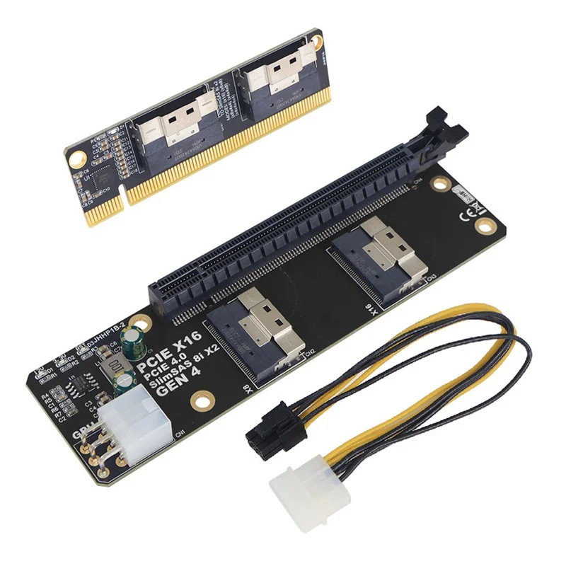 

A13E-2 In 1 2 Ports Slimsas 8I X2 To PCIE 4.0 X16 GEN4 Adapter Board Card For Network Card Graphics Video Card Capture Card