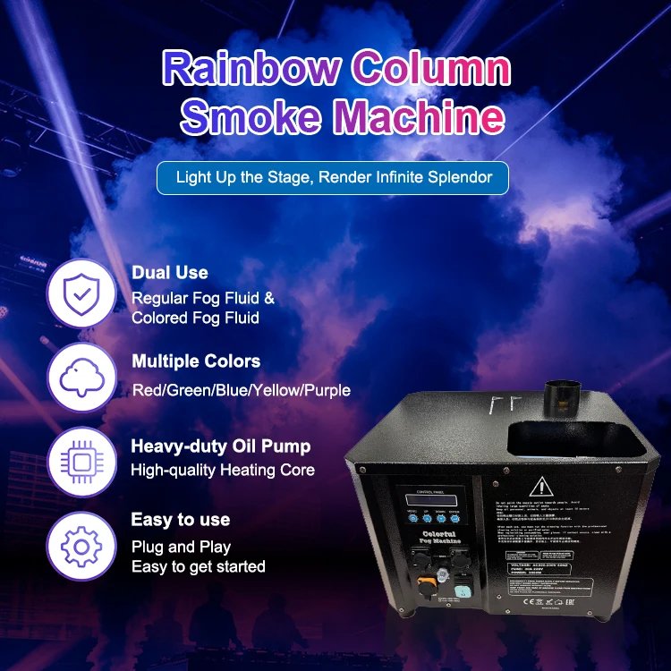 3000W Vertical Smoke Machine with DMX512 Control Professional High Output Stage Fog Machine for Concerts & Festivals