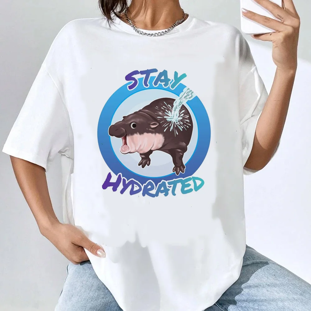 

Moo Deng top tees teen Breathable Trendy aesthetic University t shirt 2000s Graphic Retro Digital aesthetic korean clothes
