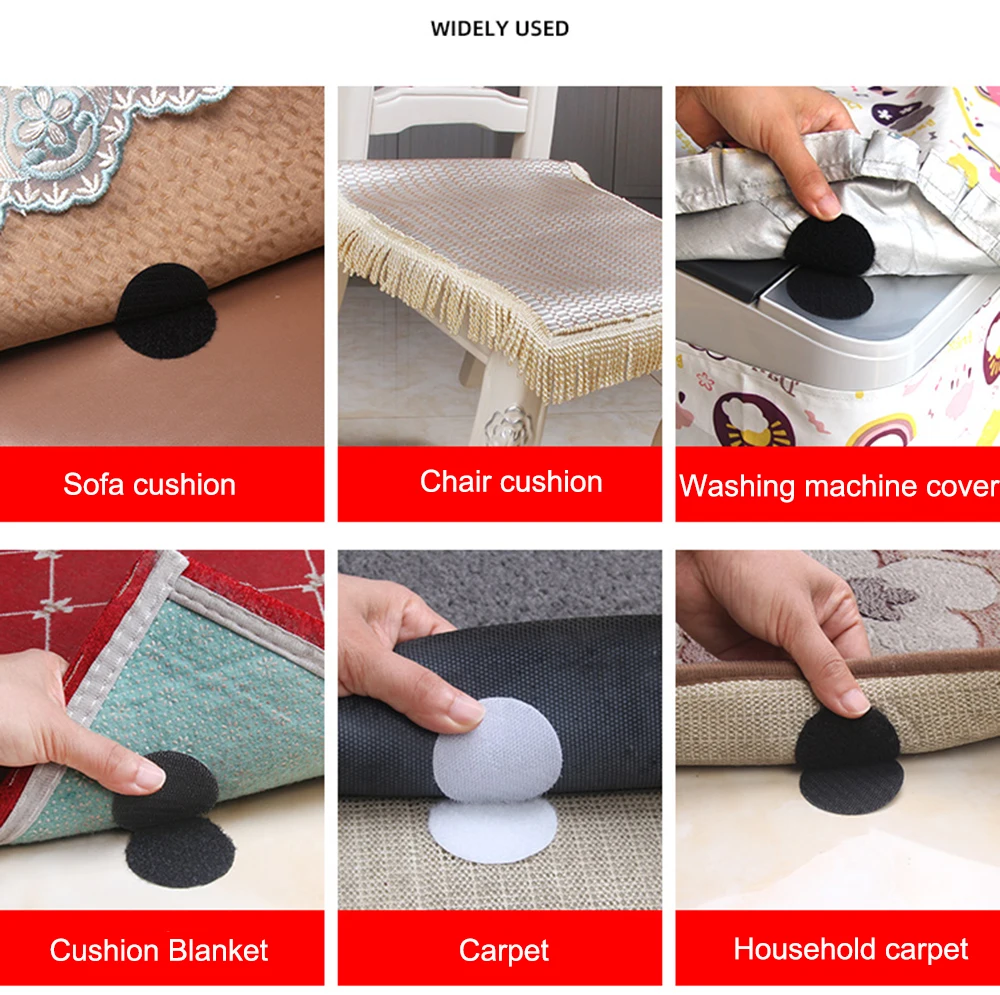 5/10/20/30Pair Double Faced Adhesive Fixing Stickers Carpet Pad Dashboard Mat Fixed Patch Floor Anti Skid Grip Hook and Loop Dot