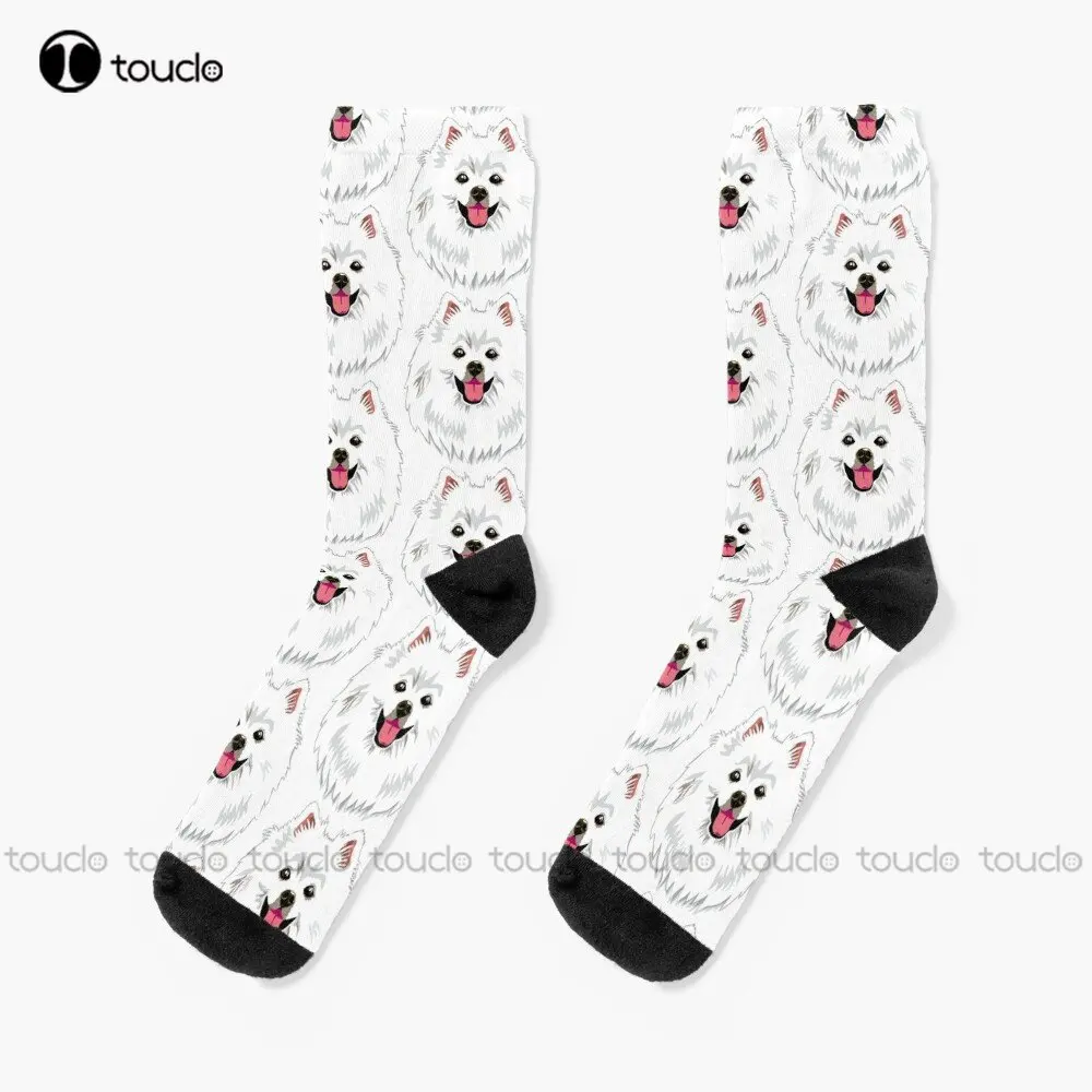 

American Eskimo Dog Dogs Puppy Puppies Socks Ankle Socks Men 360° Digital Print Custom Gift Streetwear Funny Sock Art