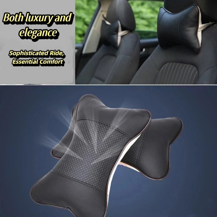 

PU Leather Car Neck Pillow, Fiber Filled Headrest for Head Pain Relief, Universal Fit Both Side Support, 1 Pack