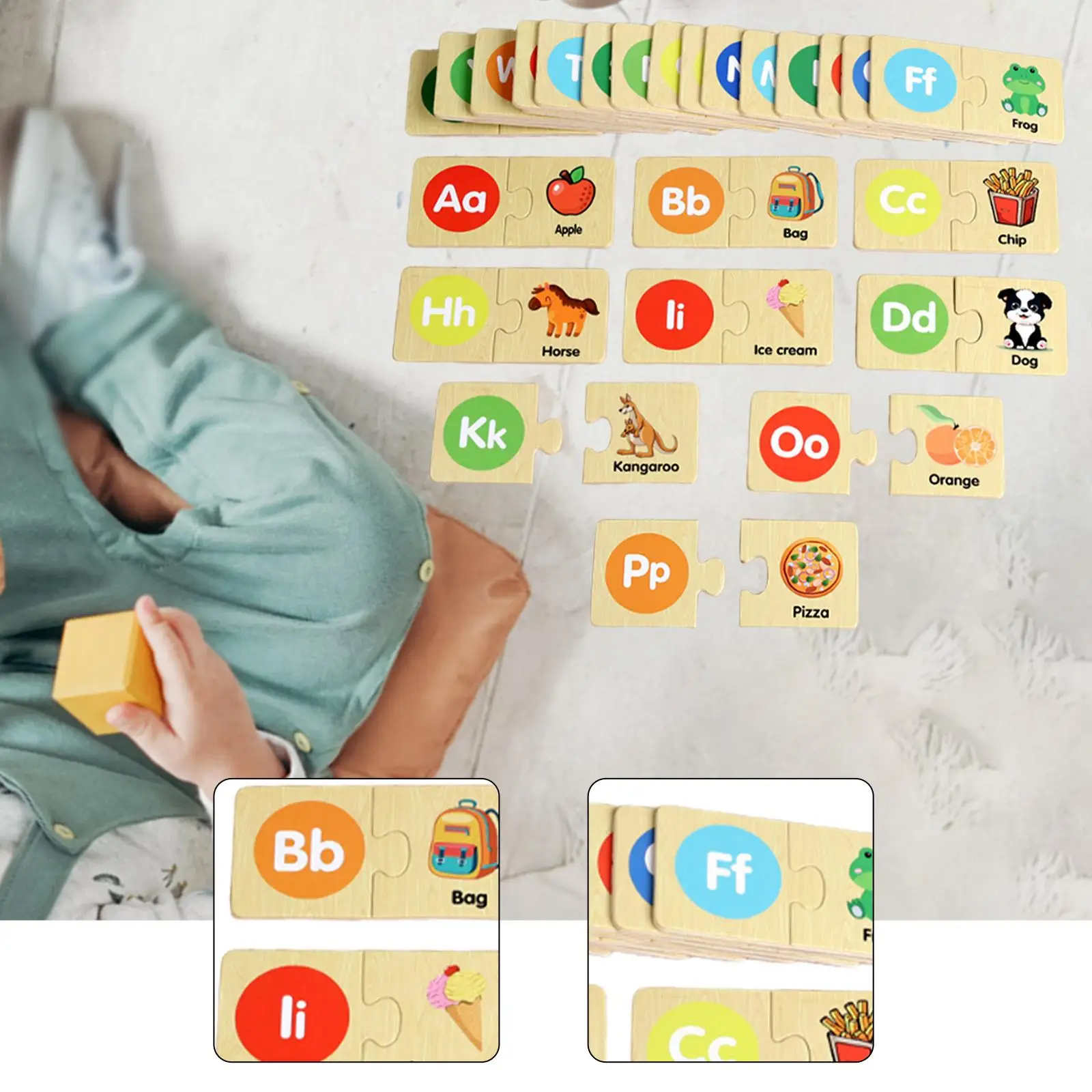 Wooden Alphabet Puzzles Letters Matching Game Activities Early Education Abc