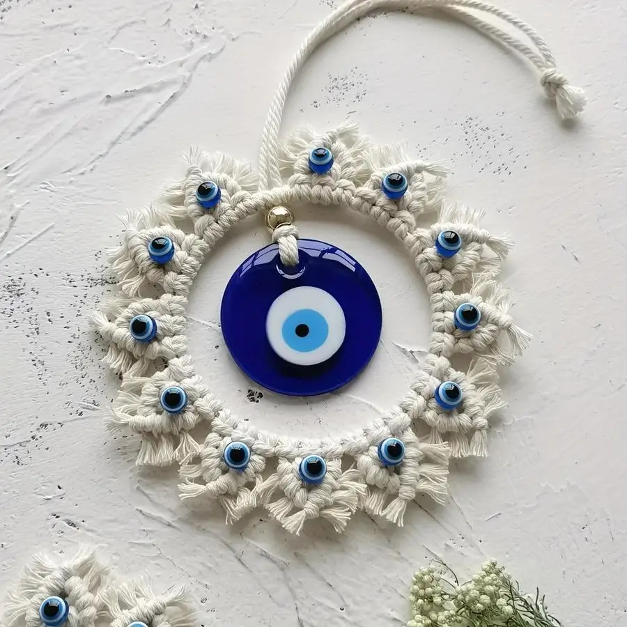 1/5/10/20/50/100pcs Handcrafted Circle Wall Decor with Evil Eye - Large Blue Eye Ornaments, Perfect for Home Wall Hanging, Bring