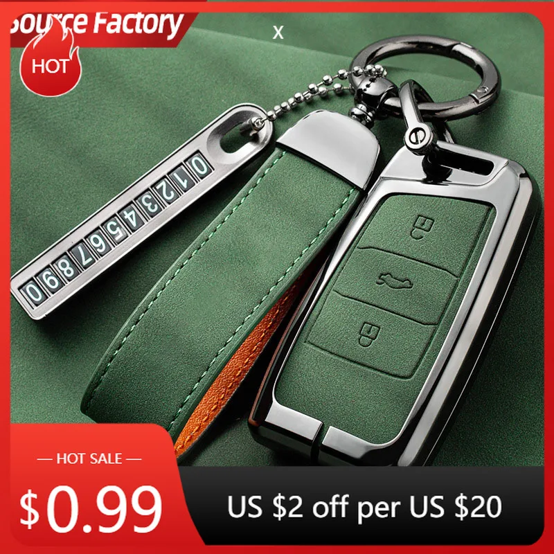 

Car Stickers New Fashion Zinc Alloy Car Key Case Leather Cover for VW Volkswagen Golf Polo Tiguan Passat Jetta Lavida Skoda