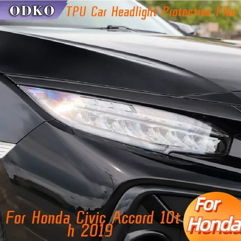 

For Honda Civic Accord 10th 2019 Car Headlight Tint Black Protective Film Protection Transparent TPU Light Sticker Accessories