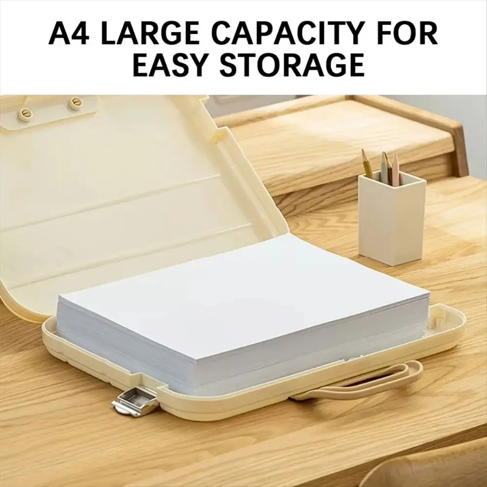 

Portable Documents Case with Handle Large Capacity A4 File Folder Plastic Waterproof Handheld File Bag Office Supplies